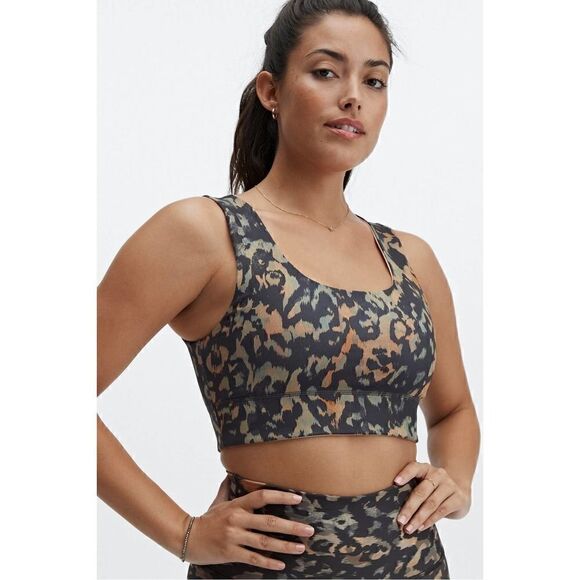 Fabletics Harlow Reversible Medium Impact Sports Bra Wild Camo Gaia Medium - Picture 3 of 13
